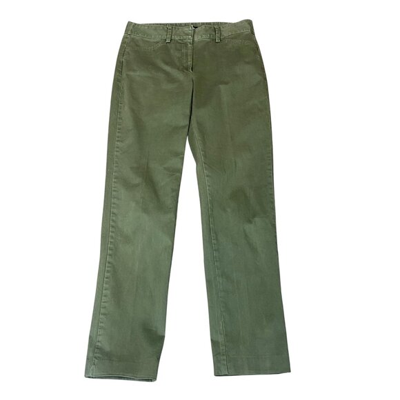 Lands' End Mid Rise Straight Leg Pants Sz 6 (31x30-1/2") Army Green #233M - Picture 1 of 6